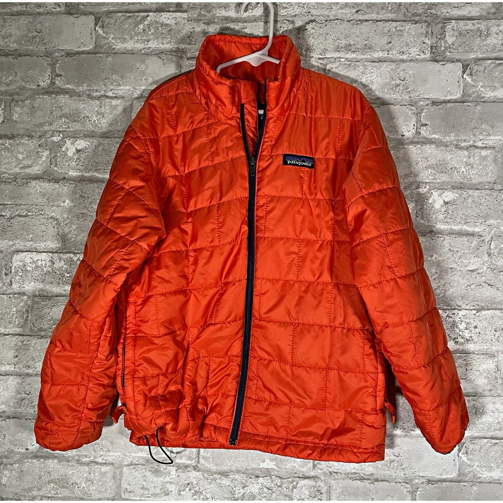 Patagonia Nano Puff Kids Puffer Jacket Full Zip Orange Size S 7-8